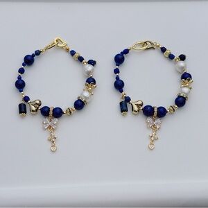 B205 Handmade Freshwater Pearl Lapis Bracelet – Elegant Jewelry Gift